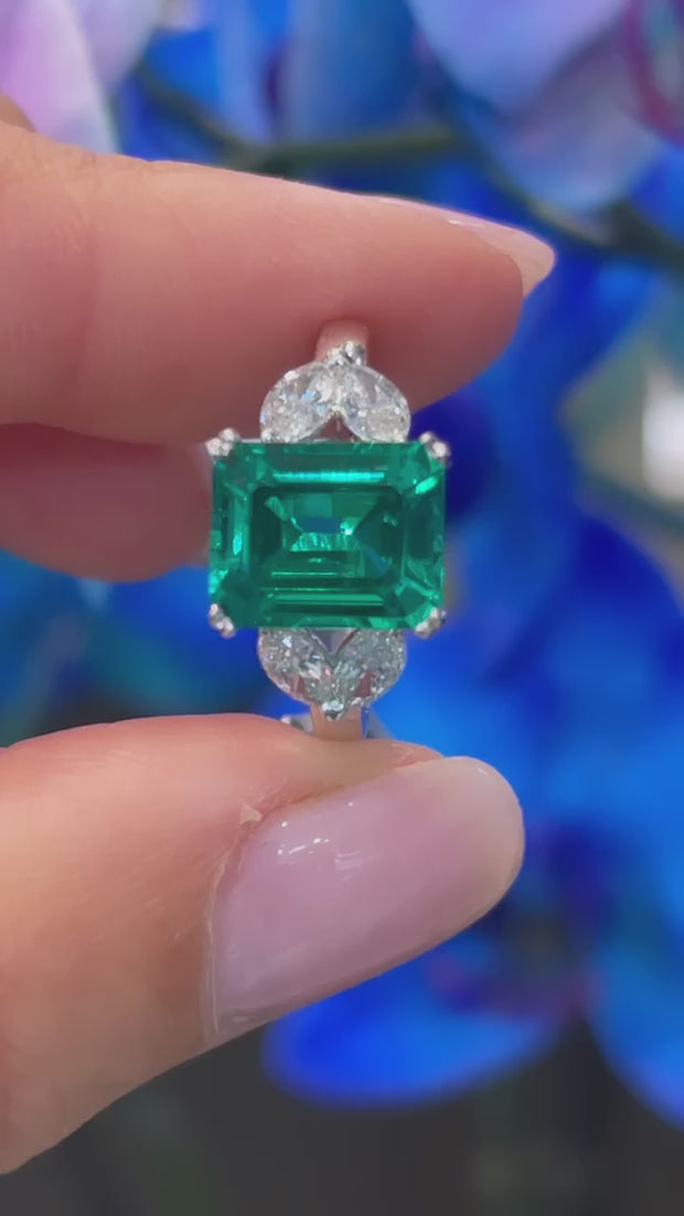 Marquise cut hot sale emerald ring